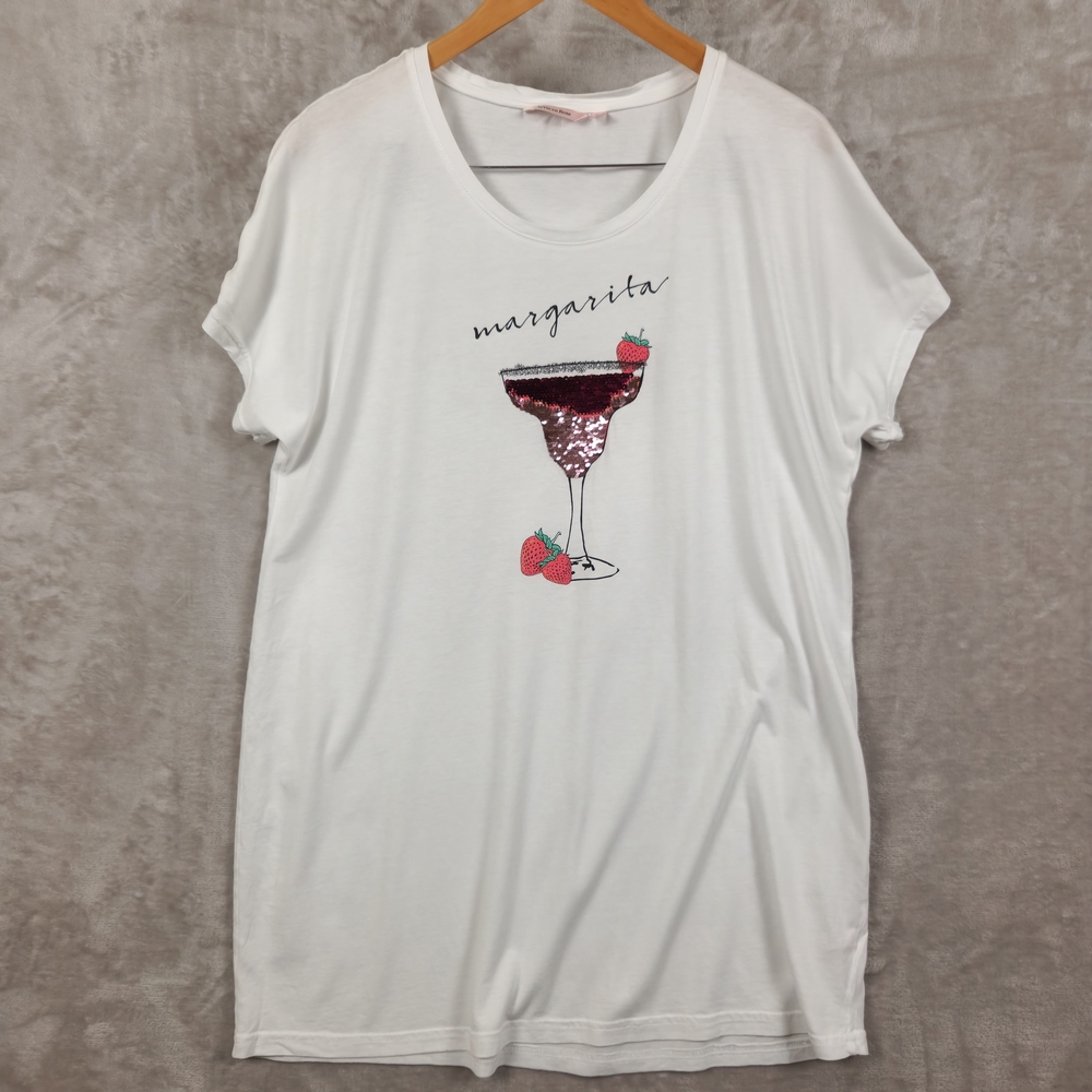 La Vie En Rose White Margarita Sequined Sleep Shirt